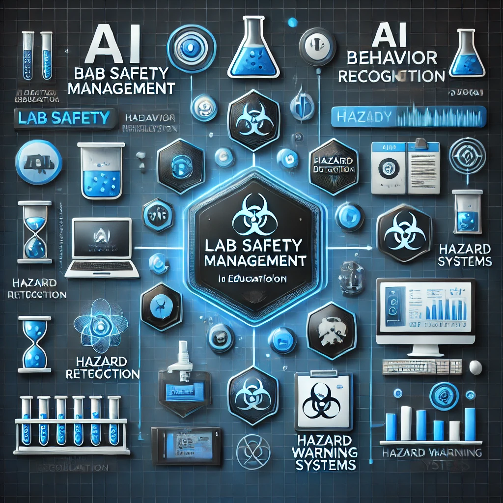 DALL·E 2025-04-16 14.13.17 - Create a digital diagram for lab safety management in an educational environment, showcasing AI behavior recognition and hazard warning systems. Inclu.webp